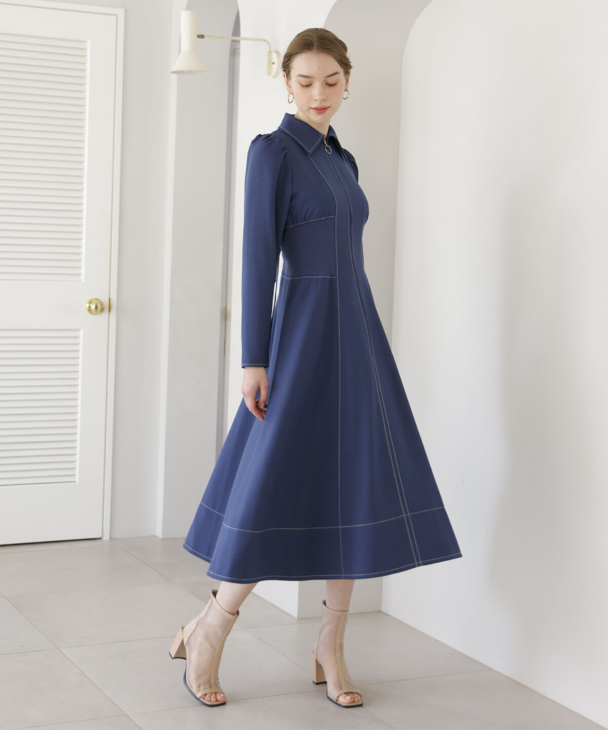 アンドクチュール「ウエストリブフロントジップワンピース」|ワンピース|