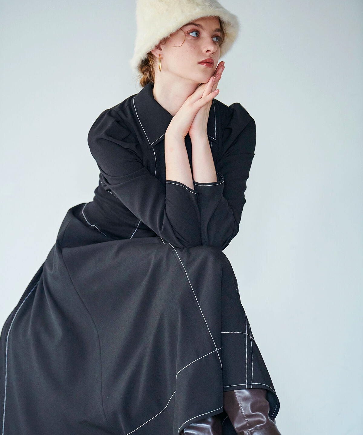 アンドクチュール「ウエストリブフロントジップワンピース」|ワンピース|