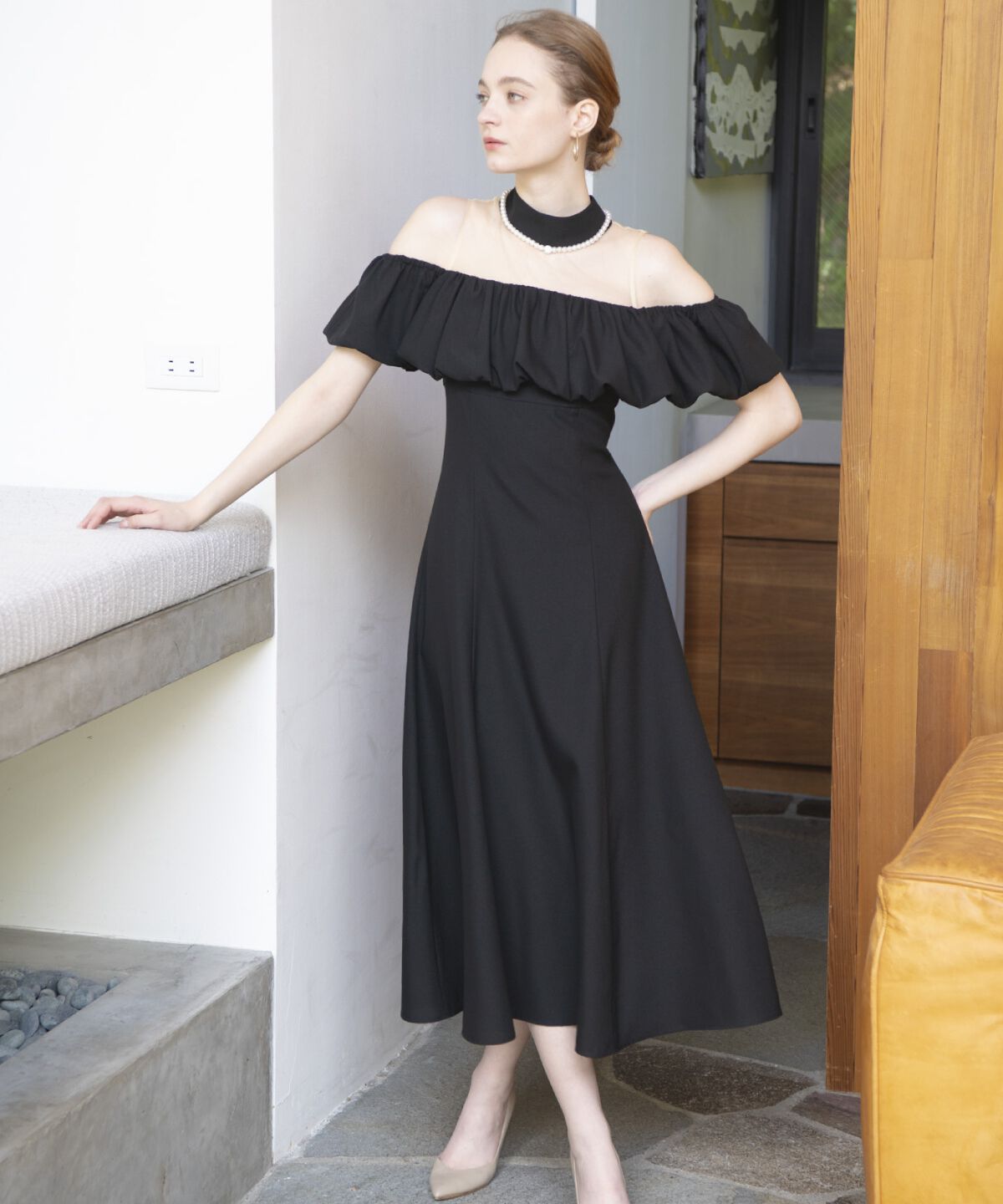 アンドクチュール「ヨークシアーフリル切替ドレス」|ドレス|