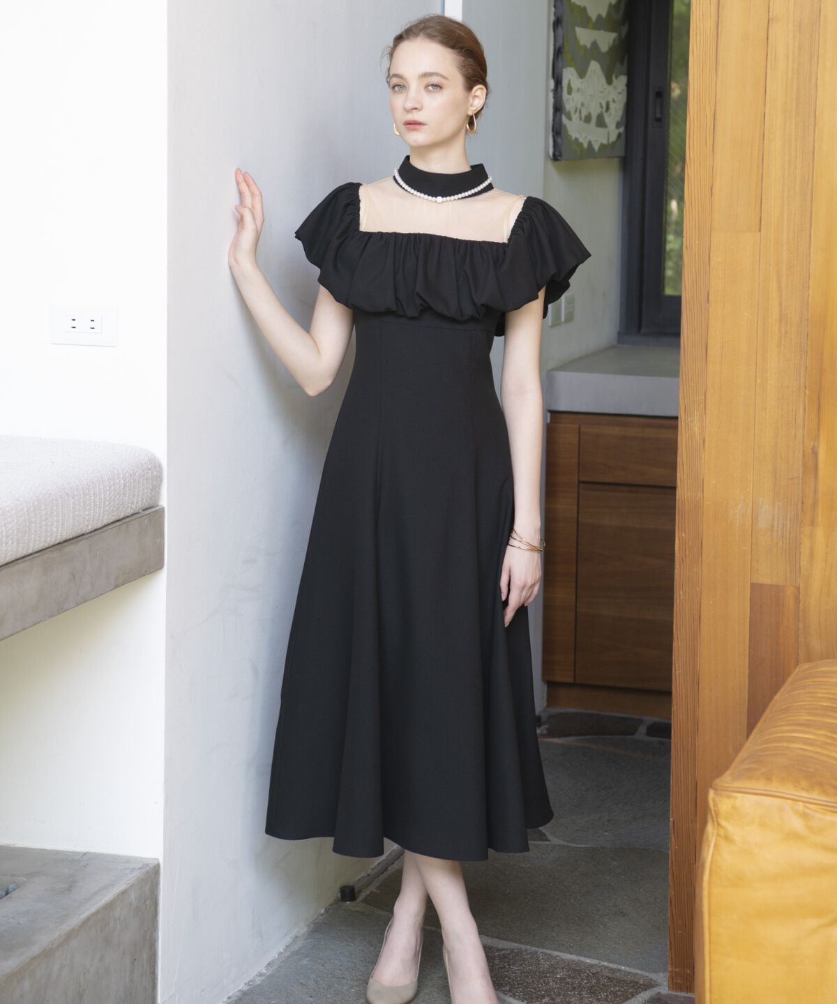 アンドクチュール「ヨークシアーフリル切替ドレス」|ドレス|