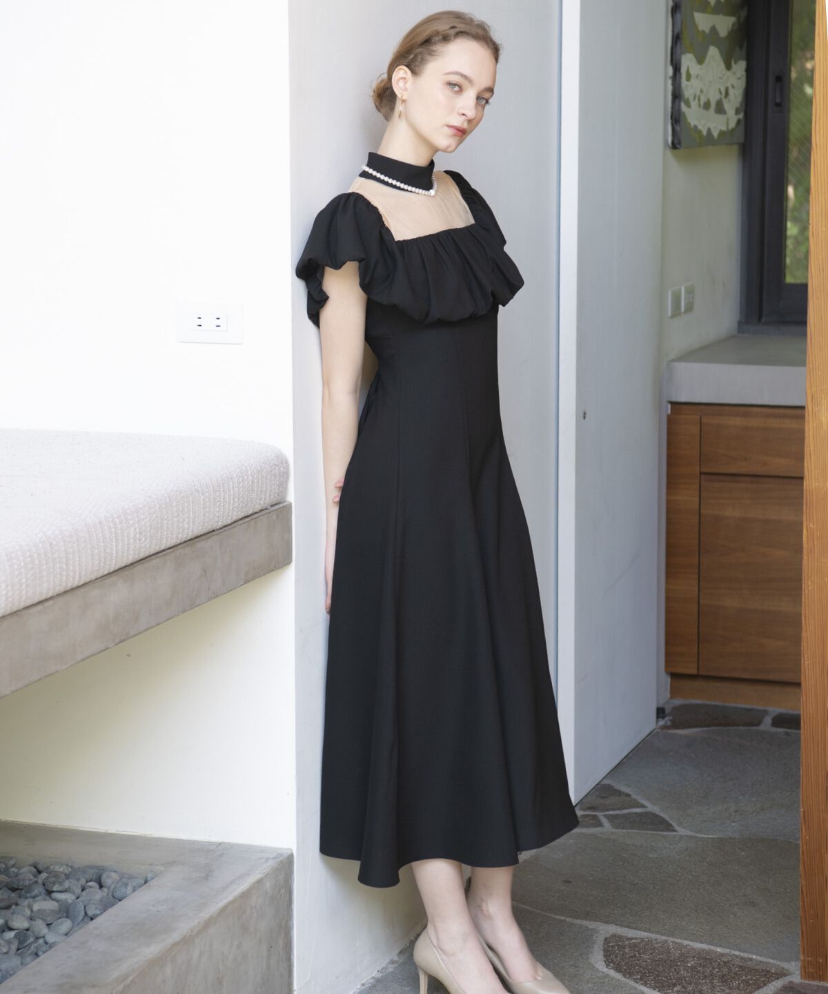 アンドクチュール「ヨークシアーフリル切替ドレス」|ドレス|