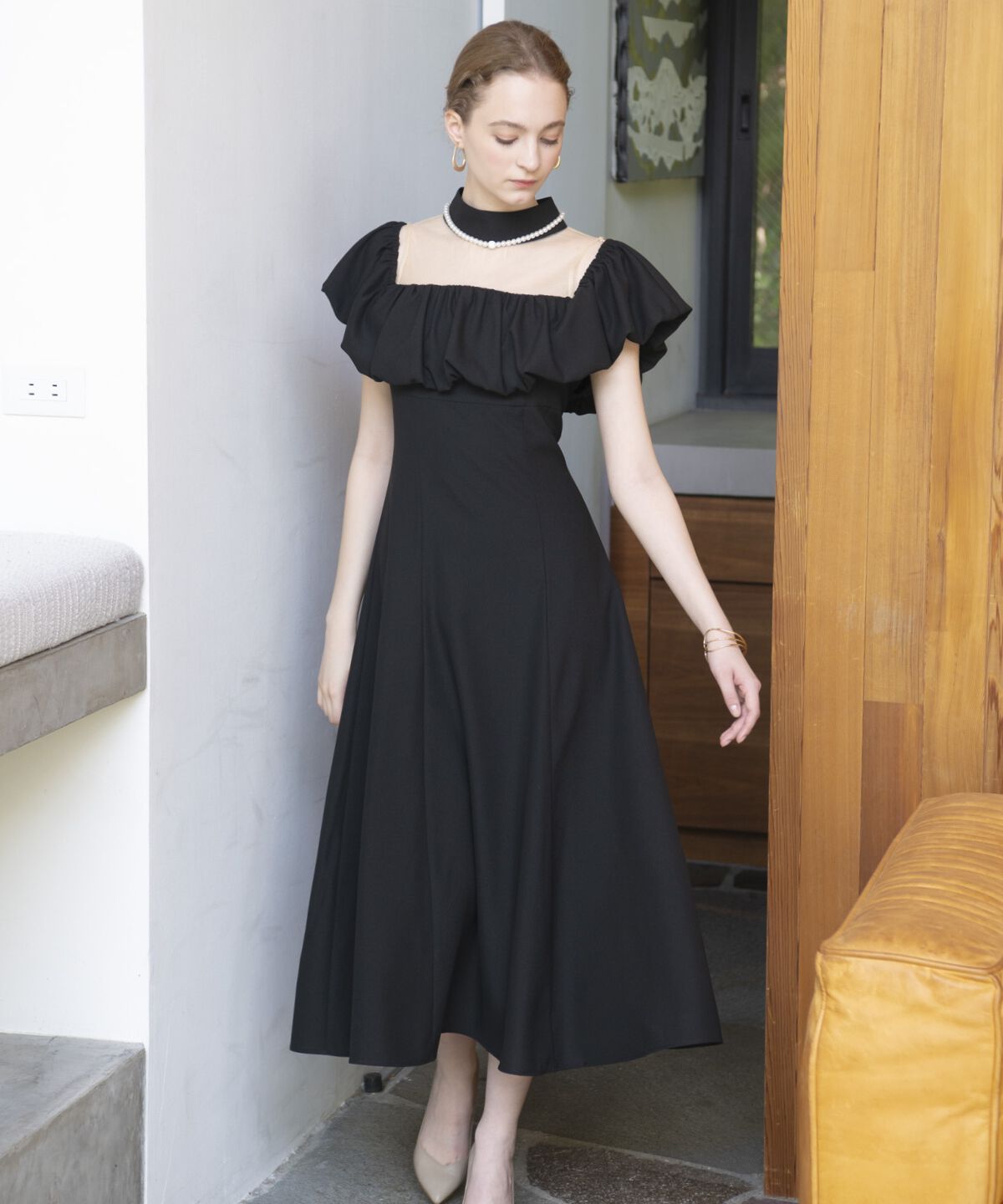 アンドクチュール「ヨークシアーフリル切替ドレス」|ドレス|