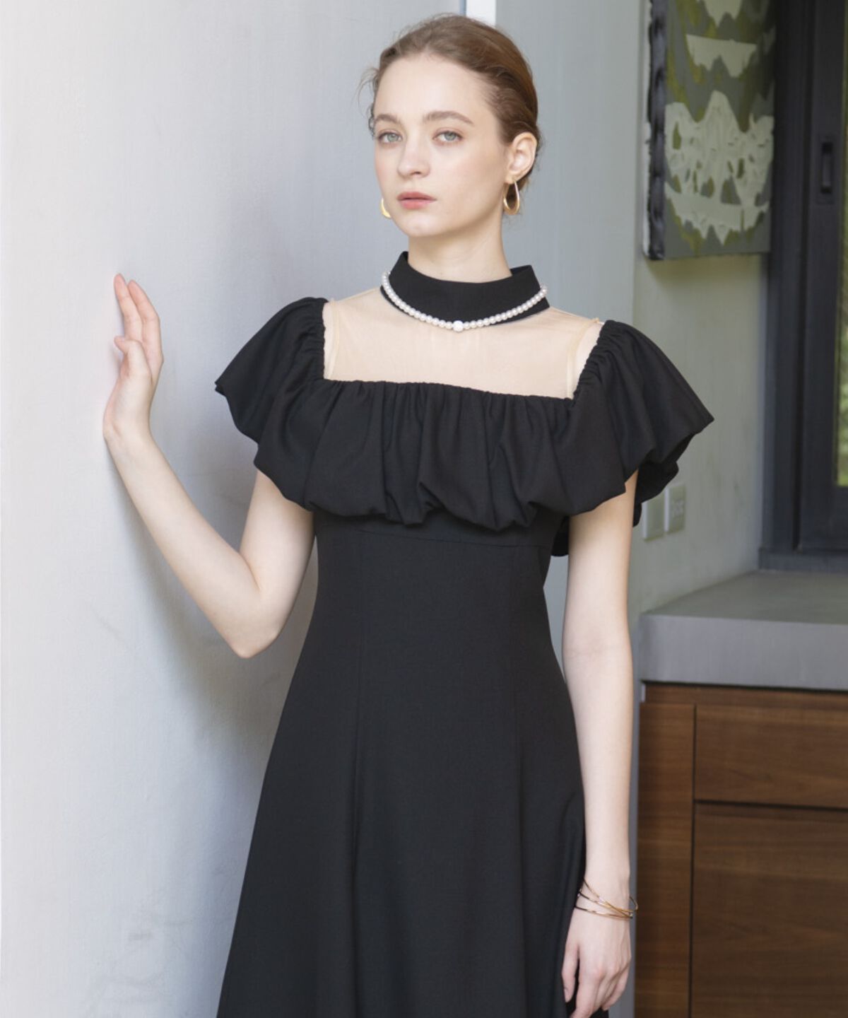 アンドクチュール「ヨークシアーフリル切替ドレス」|ドレス|