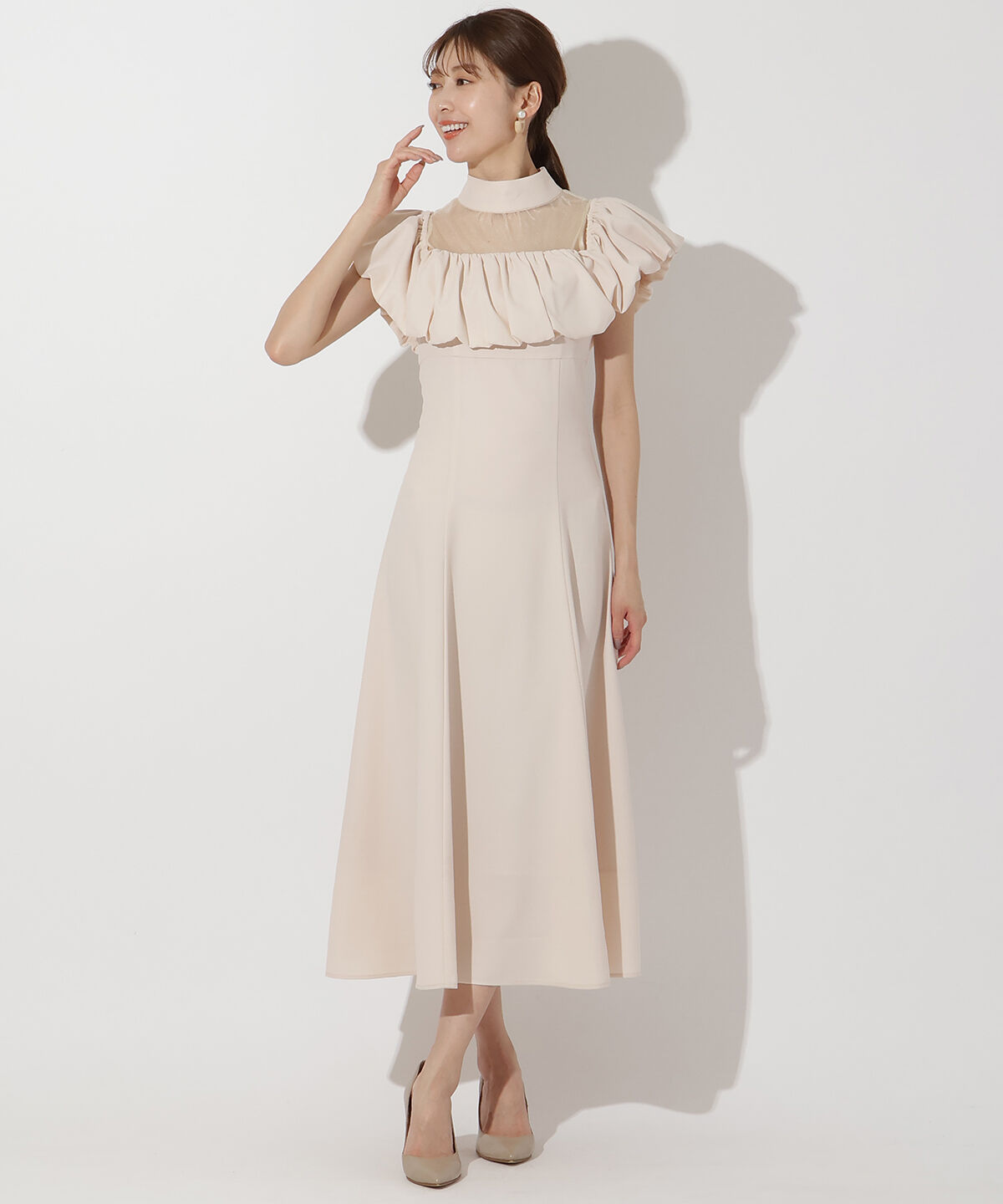 アンドクチュール「ヨークシアーフリル切替ドレス」|ドレス|