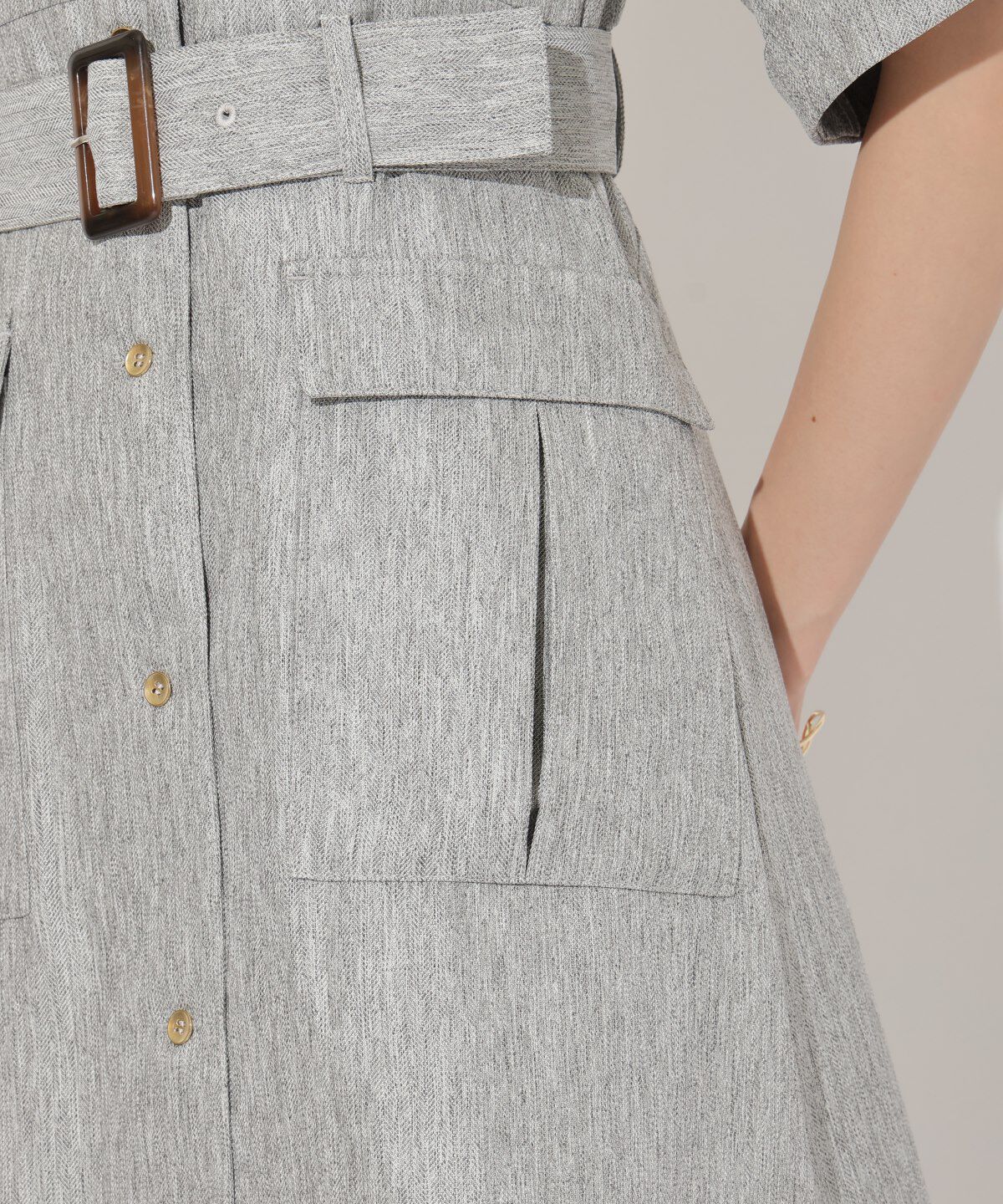 アンドクチュール「5分袖カーゴシャツワンピース」|ワンピース|