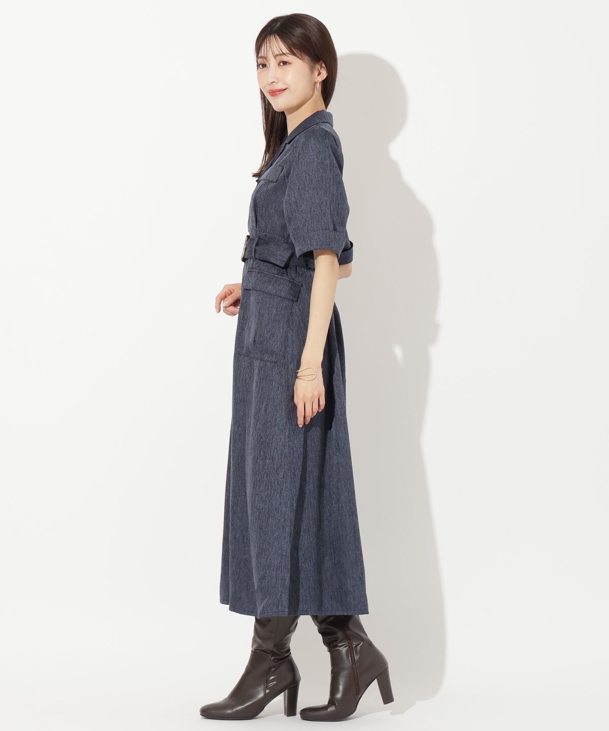 アンドクチュール「5分袖カーゴシャツワンピース」|ワンピース|