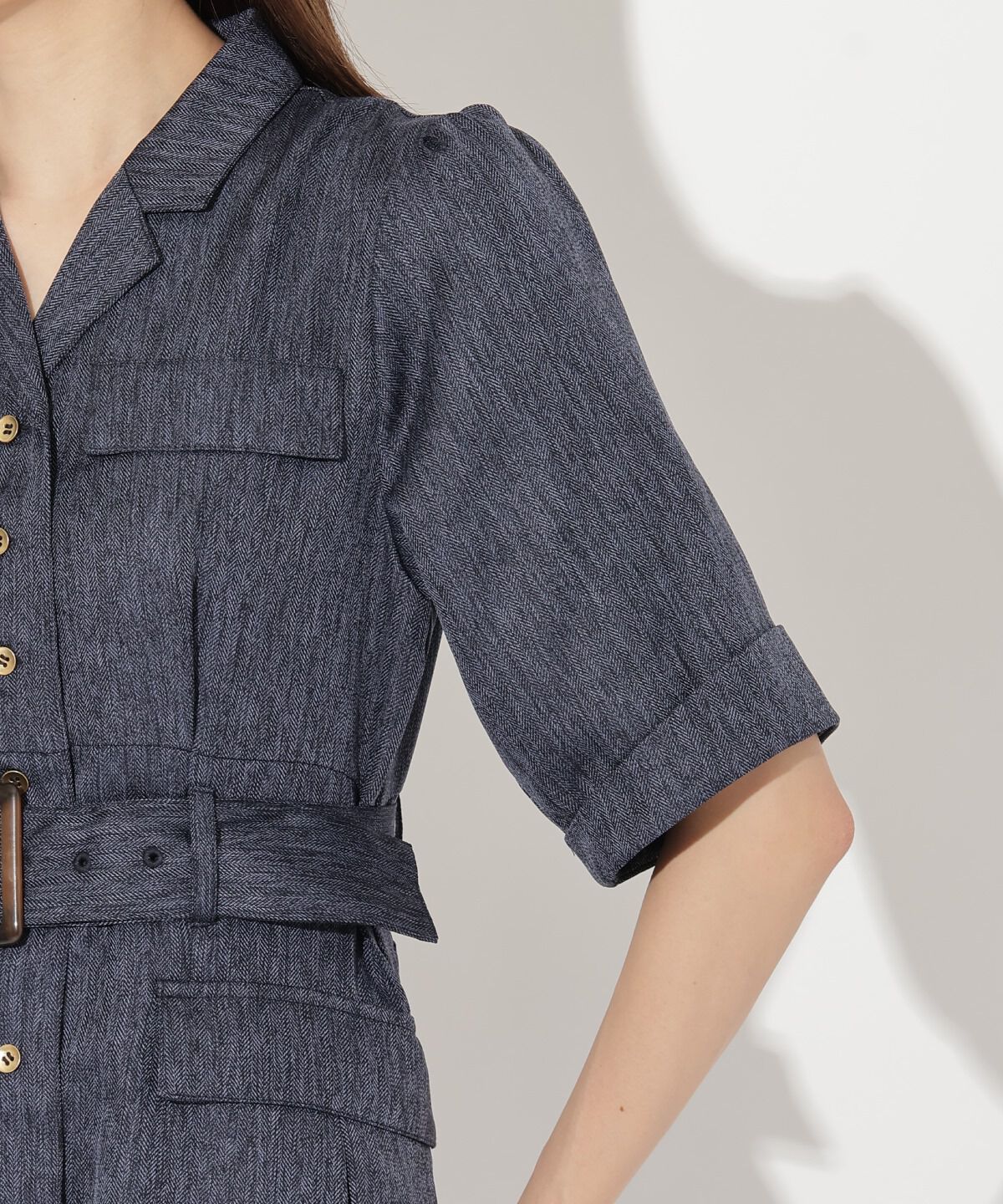 アンドクチュール「5分袖カーゴシャツワンピース」|ワンピース|