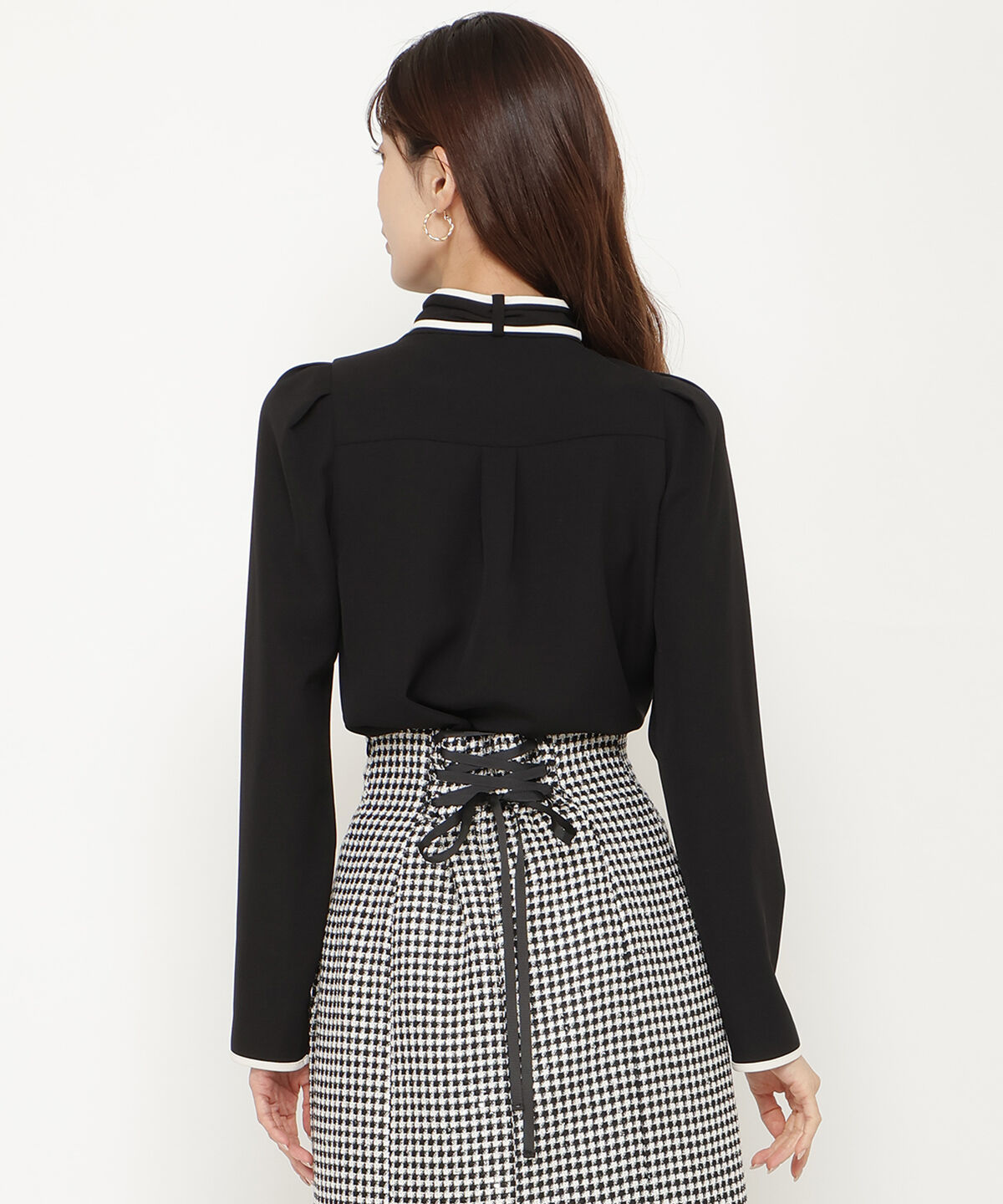 アンドクチュール「配色パイピングブラウス」|シャツ・ブラウス|