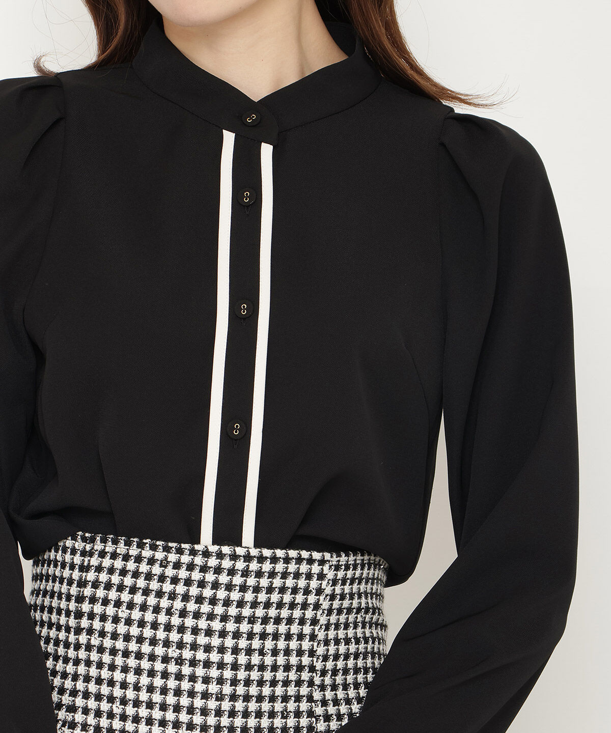 アンドクチュール「配色パイピングブラウス」|シャツ・ブラウス|