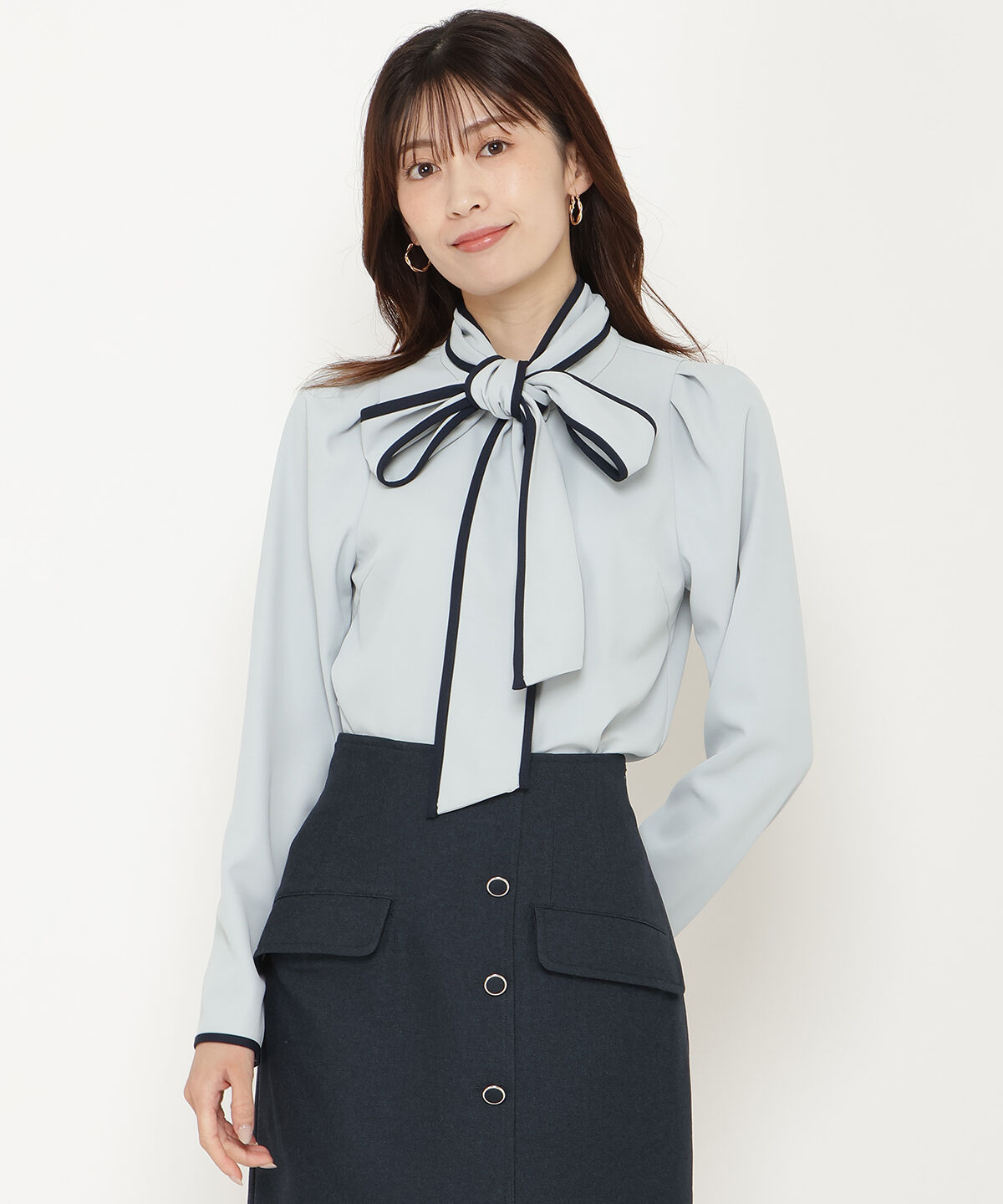 アンドクチュール「配色パイピングブラウス」|シャツ・ブラウス|