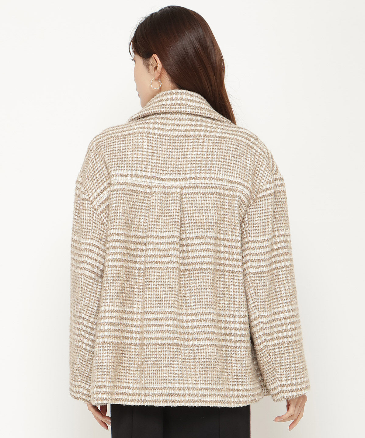 アンドクチュール「ウールグレンチェックショートコート」|ダウン|