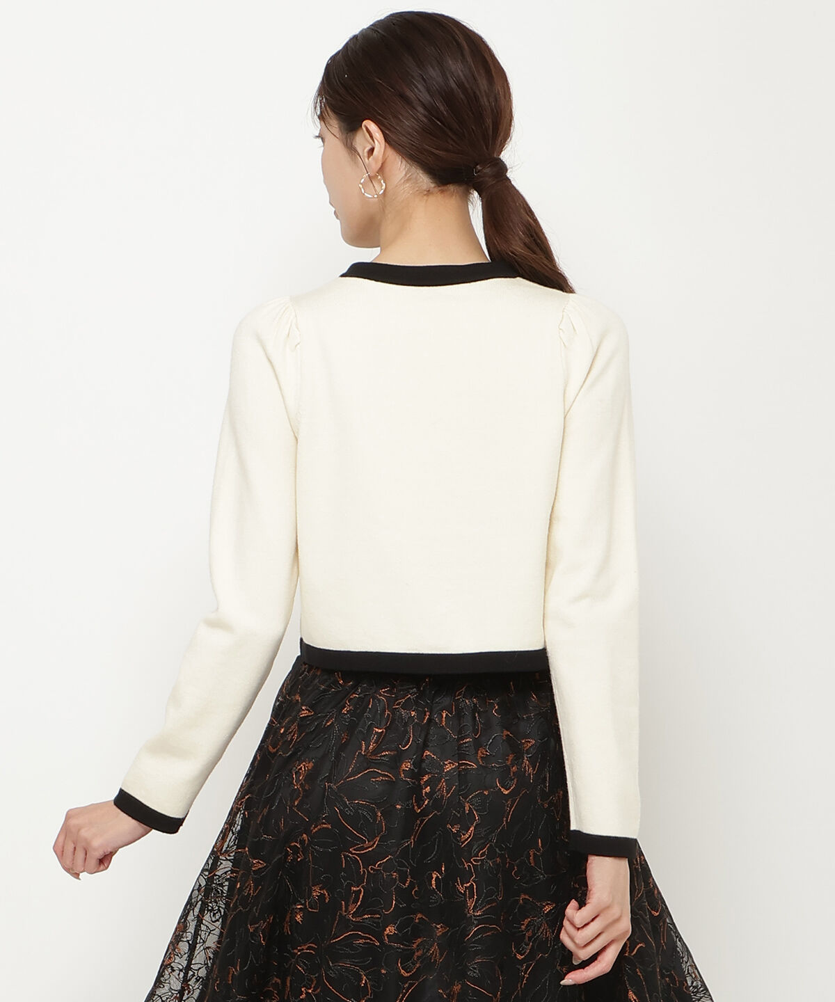 アンドクチュール「配色トリミングニットカーディガン」|カーディガン|