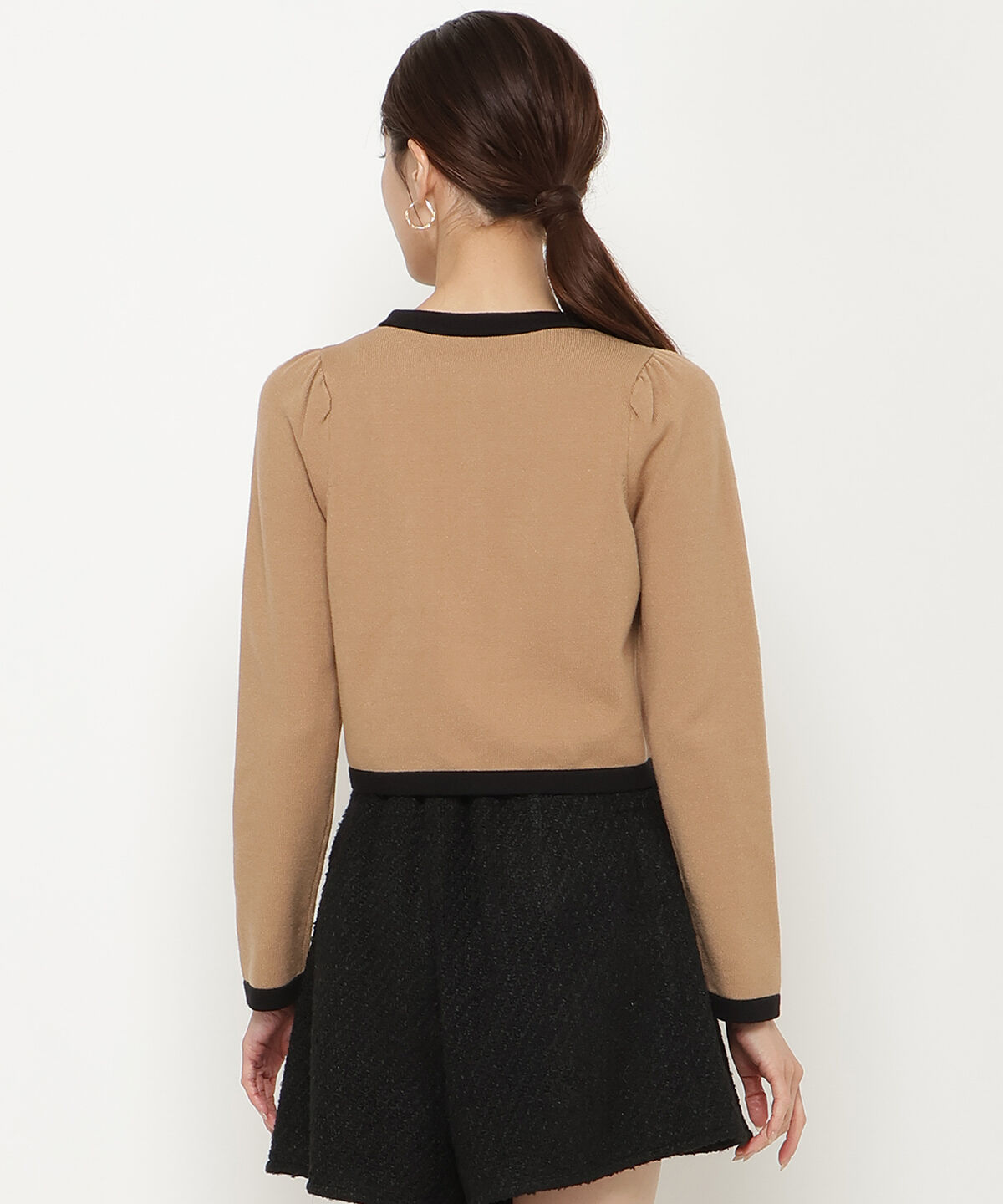 アンドクチュール「配色トリミングニットカーディガン」|カーディガン|