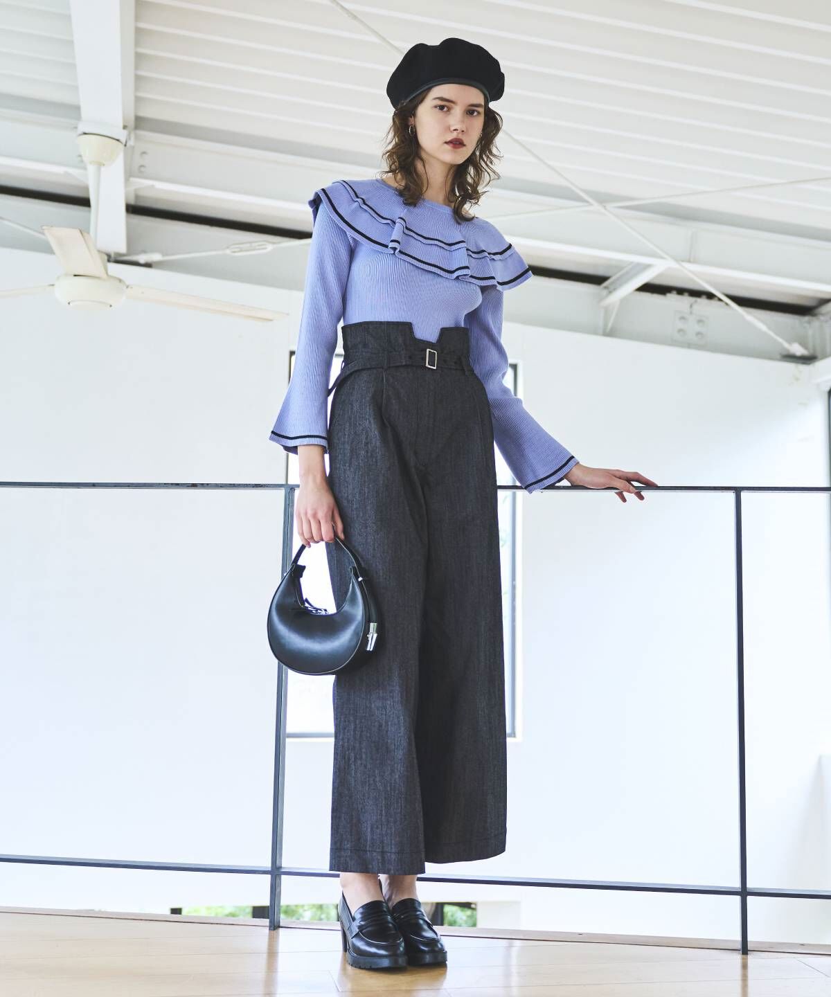 アンドクチュール「配色ケープフリルニット」|ニット・セーター|