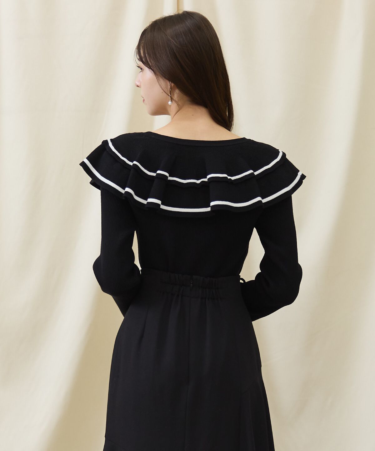 アンドクチュール「配色ケープフリルニット」|ニット・セーター|