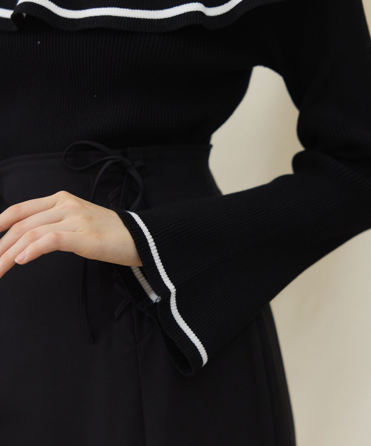 アンドクチュール「配色ケープフリルニット」|ニット・セーター|