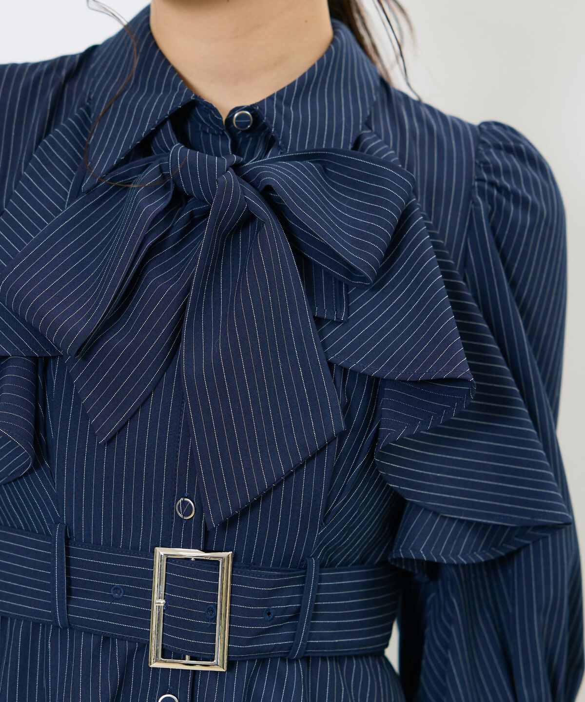 アンドクチュール「ストライプフリルケープワンピース」|ワンピース|