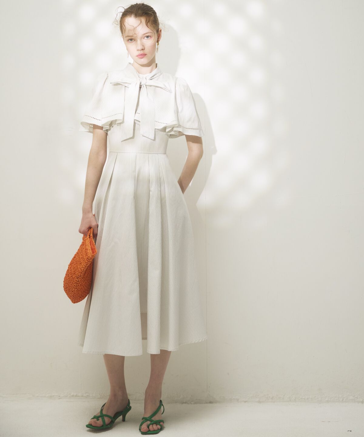 アンドクチュール「ケープデザインストライプワンピース」|ワンピース|beige/borderｽﾄﾗｲﾌﾟ