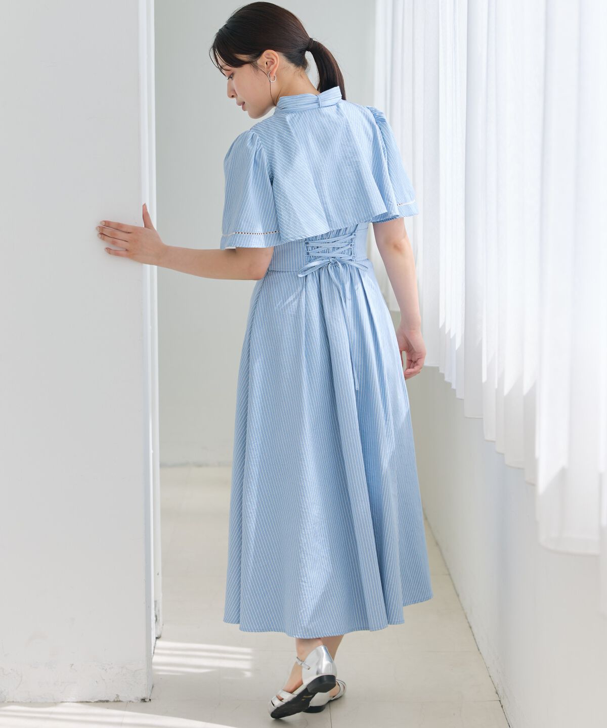 アンドクチュール「ケープデザインストライプワンピース」|ワンピース|