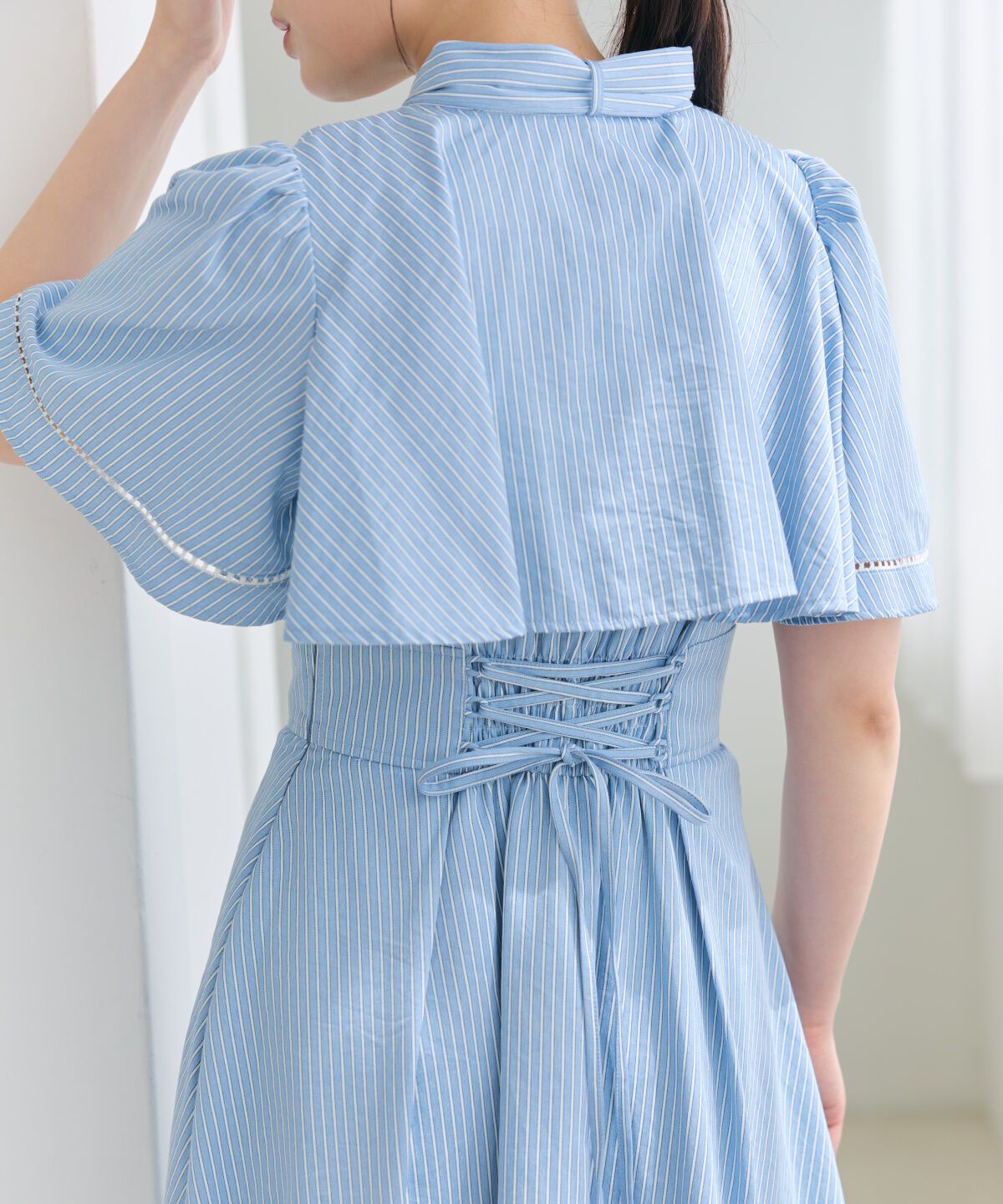 アンドクチュール「ケープデザインストライプワンピース」|ワンピース|