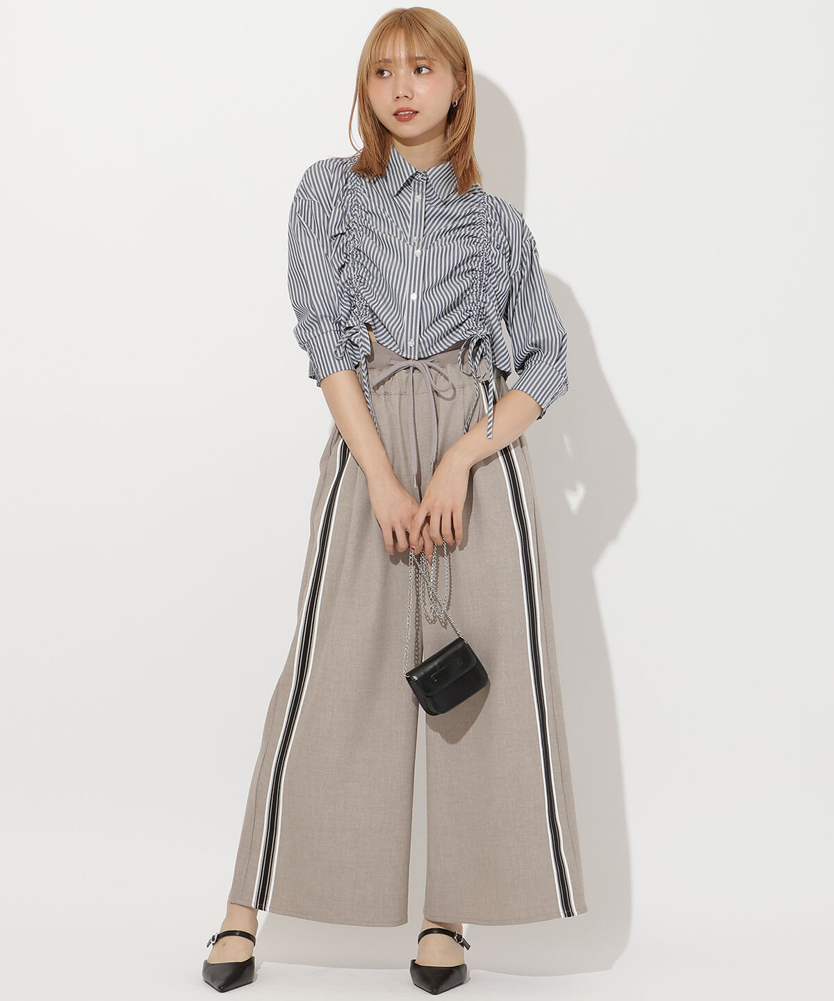 アンドクチュール「ストライプシャーリングブラウス」|シャツ・ブラウス|