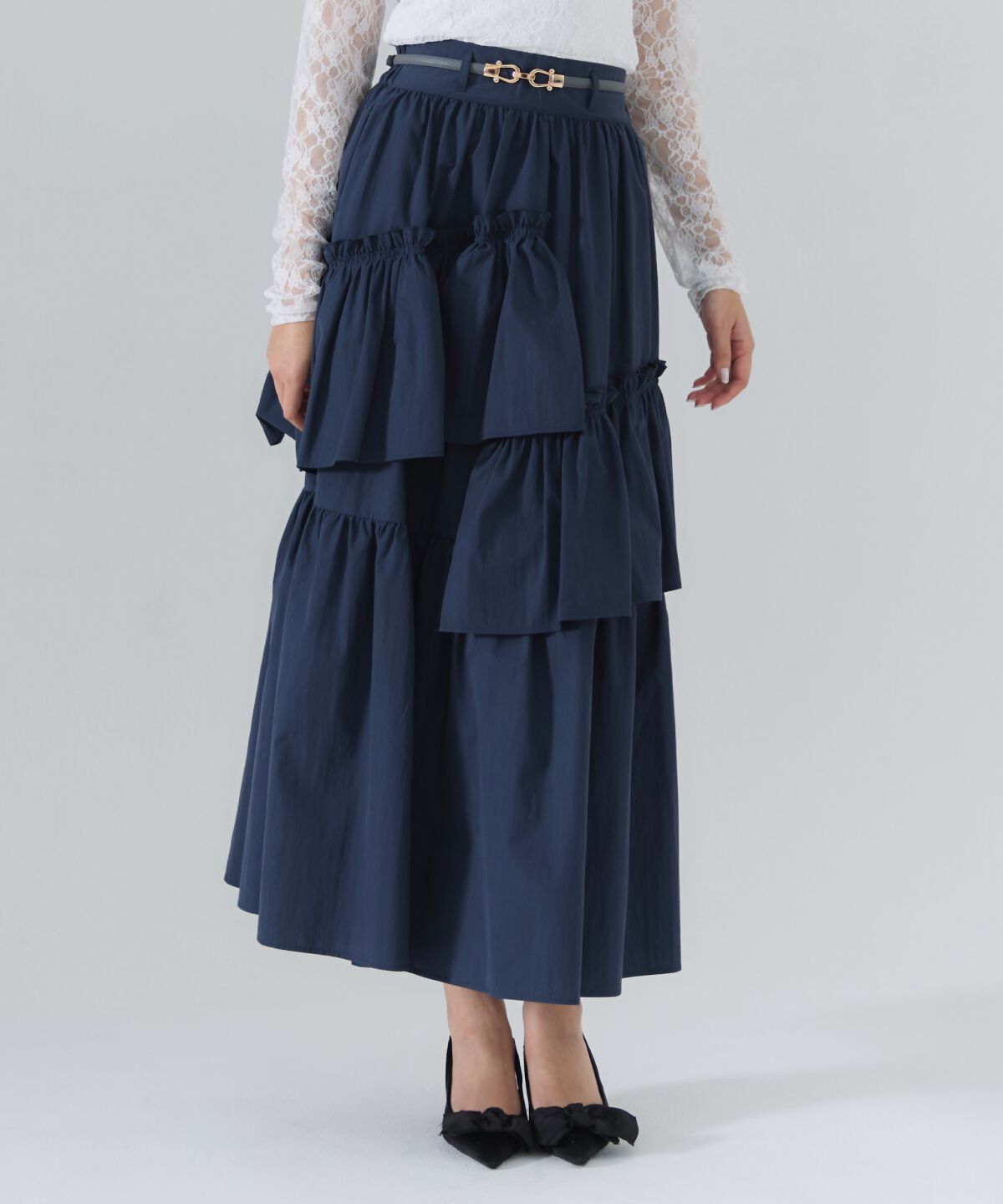 REDYAZEL「アシメティアードボリュームスカート」|フレア|