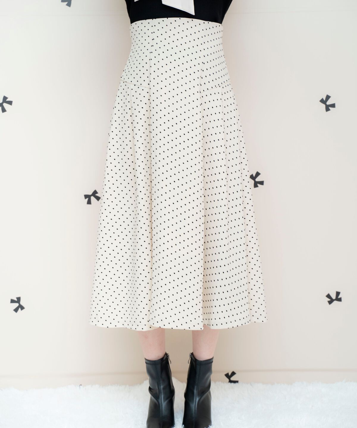 WILLSELECTION「フロッキードットヨーク切替スカート」|フレア|