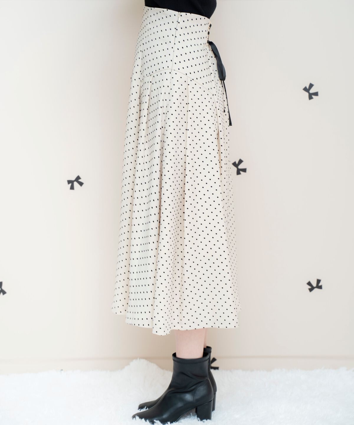 WILLSELECTION「フロッキードットヨーク切替スカート」|フレア|