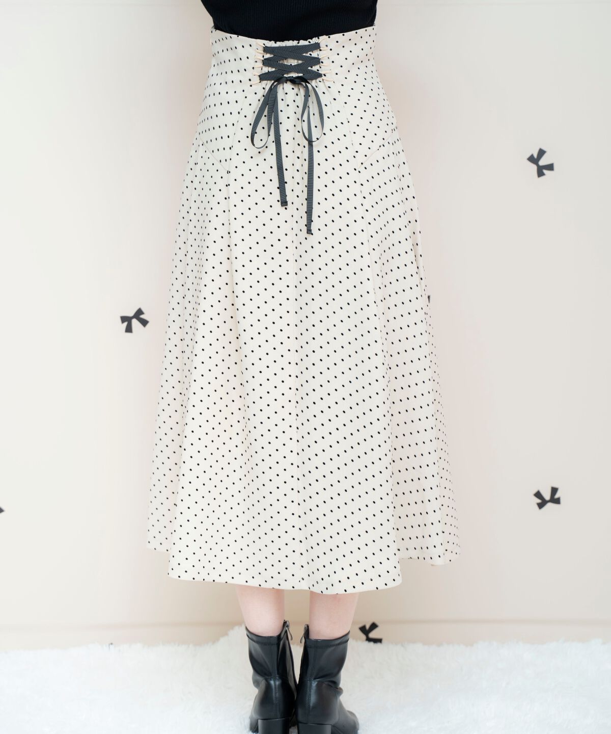 WILLSELECTION「フロッキードットヨーク切替スカート」|フレア|