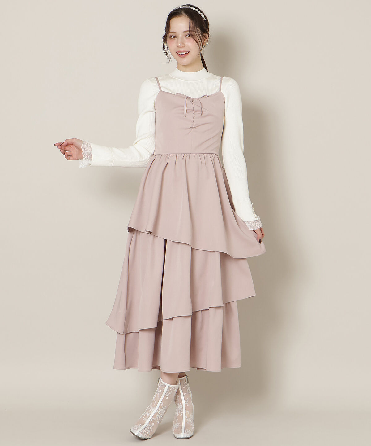 WILLSELECTION「ティアードキャミワンピース」|ワンピース|ピンク