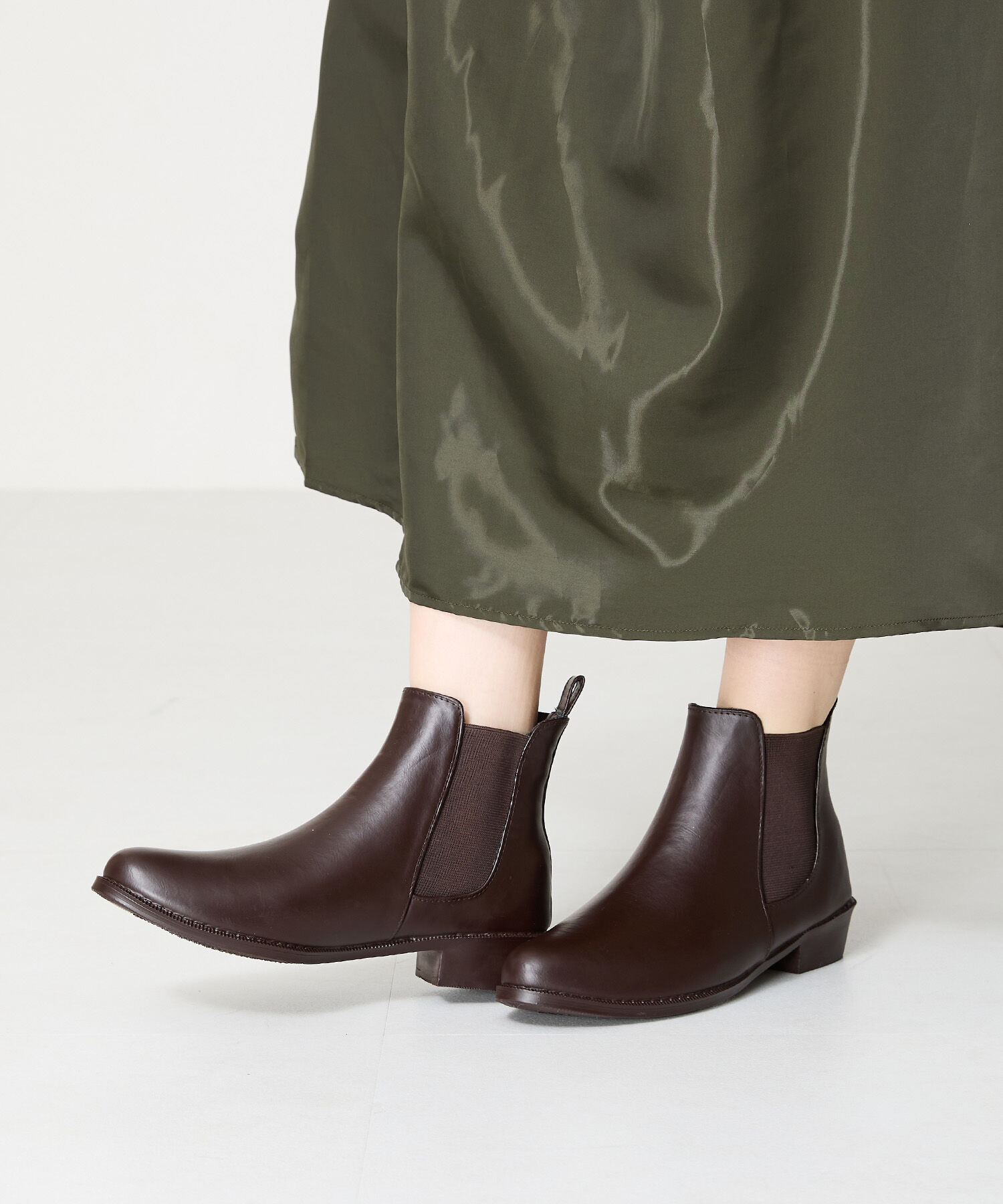 ORiental TRaffic「 ●晴雨兼用●【防水】レイン ショートブーツ /R-0009 厚手クッション入り」|ショートブーツ|BROWN