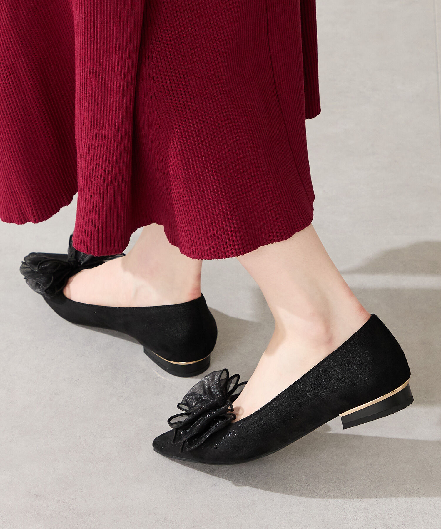 ORiental TRaffic「●2025秋冬新作●ビッグ チュールリボン パンプス /51321 フラット」|パンプス|