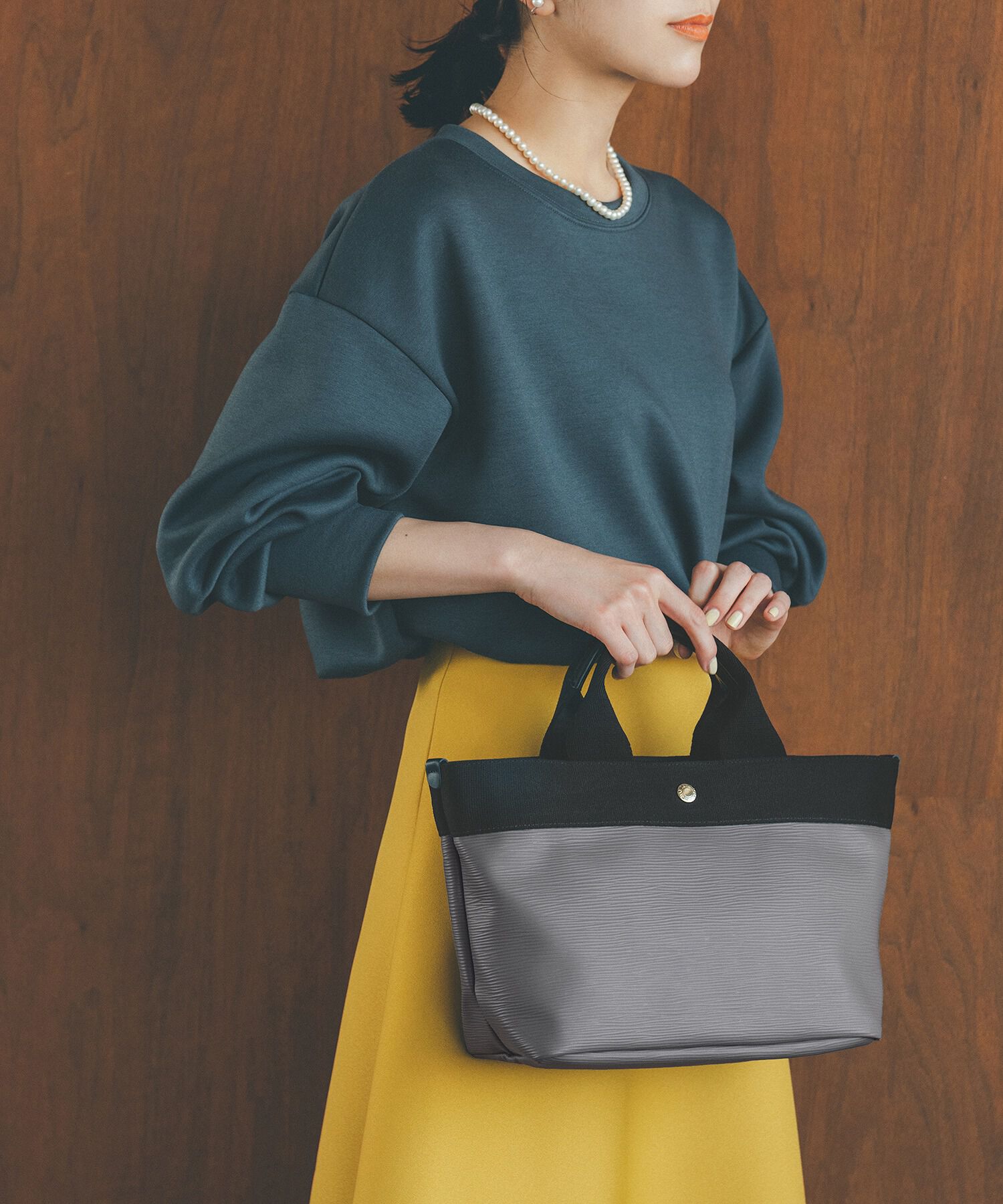 TOPKAPI BREATH「【VERY 10月号掲載】RIPPLE リプル ネオレザー ミニ トートバッグ」|トートバッグ|チャコールグレー