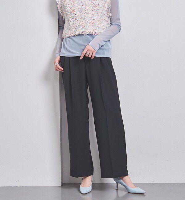 UNITED ARROWS「ポリエステル 2タック ワイドパンツ」|スラックス|NAVY