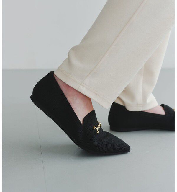 UNITED ARROWS green label relaxing「ウェルネス ニット ローファー -撥水・ウォッシャブル-」|デッキシューズ|BLACK