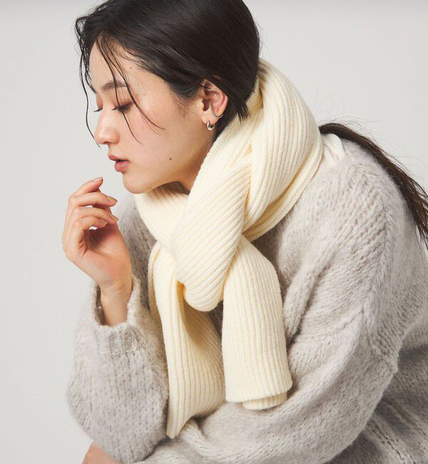 UNITED ARROWS green label relaxing「【WEB限定】リブ ロング マフラー」|ストール|OFF WHITE