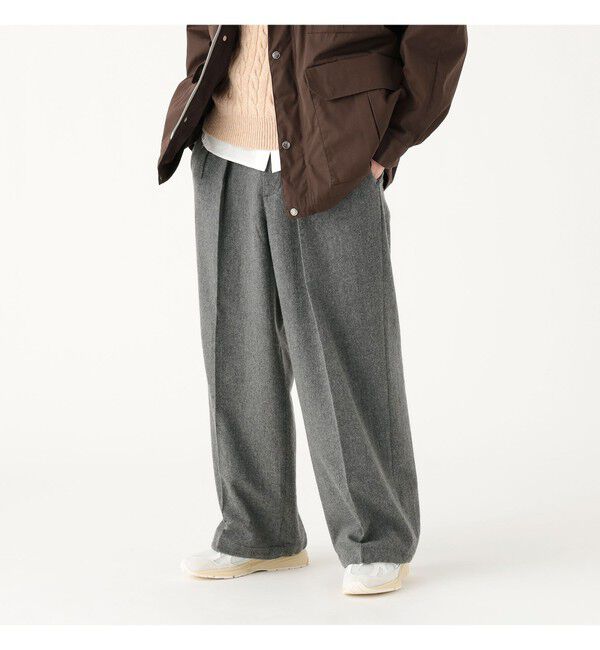 BEAMS「フランネル ワイド スラックス」|チノ|GREY