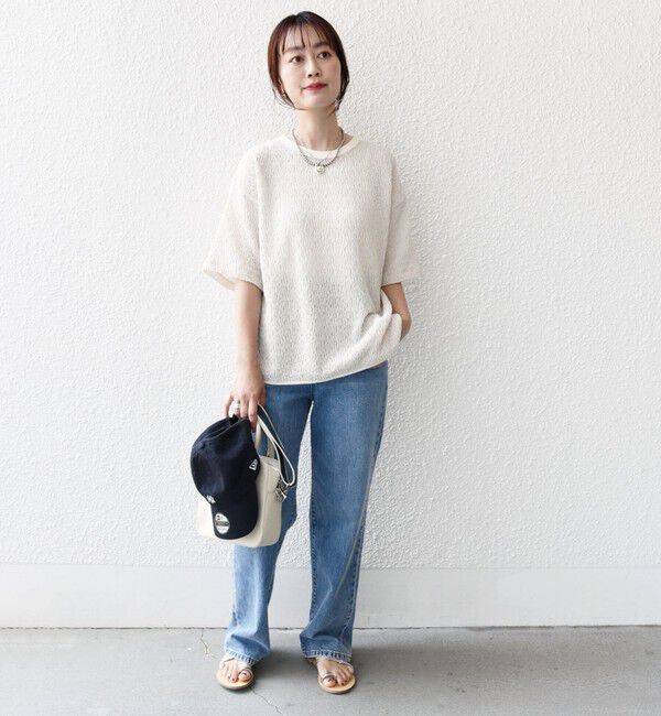 SHIPS for women「〈手洗い可能〉ランダム ブルーゼ ショート スリーブ プルオーバー」|Tシャツ・カットソー|