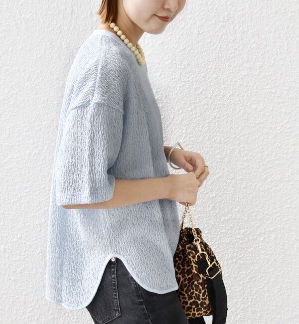 SHIPS for women「〈手洗い可能〉ランダム ブルーゼ ショート スリーブ プルオーバー」|Tシャツ・カットソー|