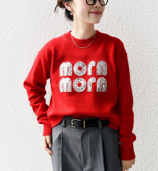 SHIPS for women「【WEB限定】〈手洗い可能〉スパンコール ロゴ ニット」|ニット・セーター|