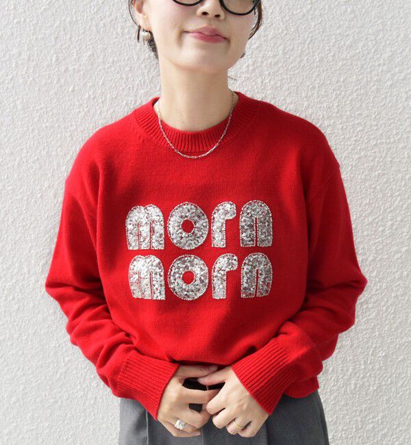 SHIPS for women「【WEB限定】〈手洗い可能〉スパンコール ロゴ ニット」|ニット・セーター|