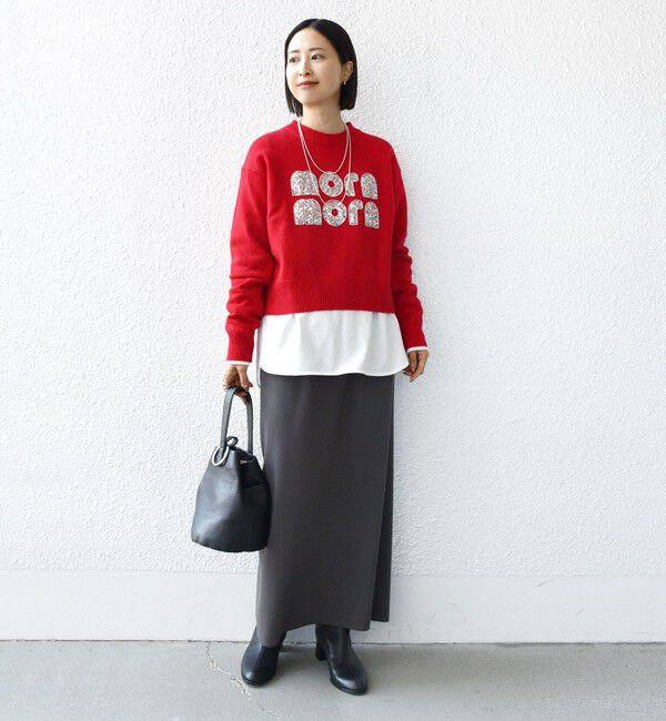 SHIPS for women「【WEB限定】〈手洗い可能〉スパンコール ロゴ ニット」|ニット・セーター|