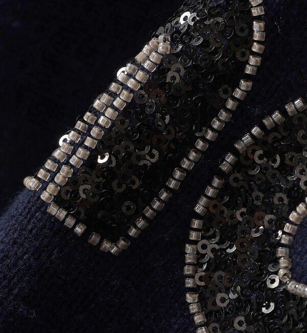 SHIPS for women「【WEB限定】〈手洗い可能〉スパンコール ロゴ ニット」|ニット・セーター|