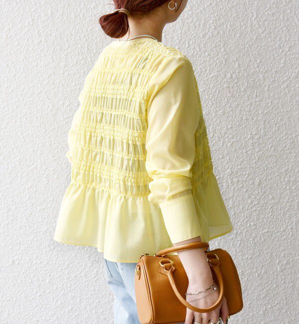 SHIPS any「SHIPS any:〈洗濯機可能〉シアー シャーリング プチフリル ペプラム ブラウス」|シャツ・ブラウス|