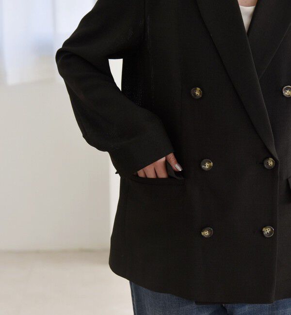 quaranciel「quaranciel:〈手洗い可能〉メッシュ ダブルブレスト テーラード ジャケット」|テーラードジャケット|