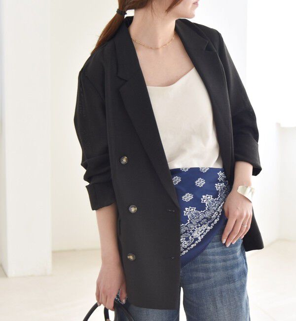 quaranciel「quaranciel:〈手洗い可能〉メッシュ ダブルブレスト テーラード ジャケット」|テーラードジャケット|