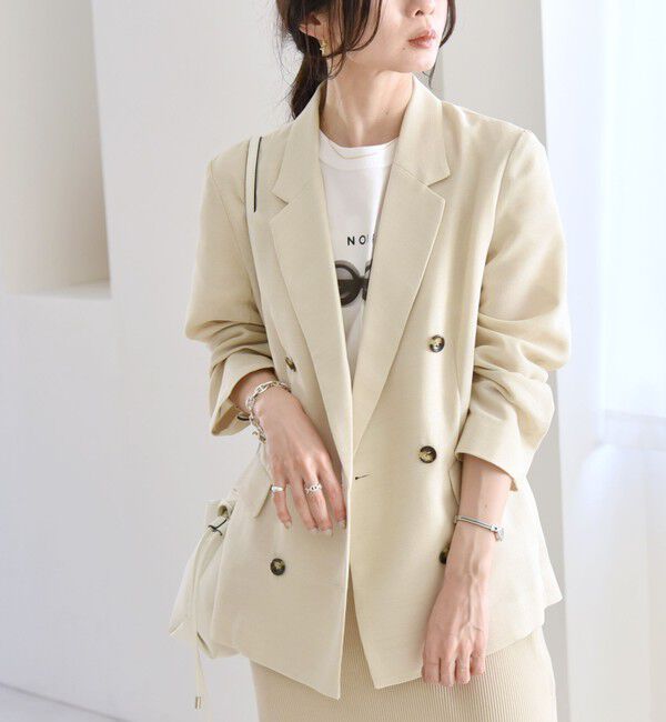 quaranciel「quaranciel:〈手洗い可能〉メッシュ ダブルブレスト テーラード ジャケット」|テーラードジャケット|