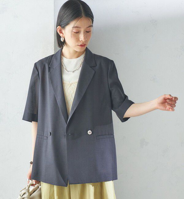 SHIPS for women「〈手洗い可能〉ダブル 半袖 ジャケット」|テーラードジャケット|