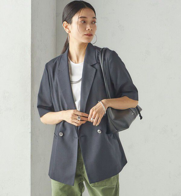 SHIPS for women「〈手洗い可能〉ダブル 半袖 ジャケット」|テーラードジャケット|