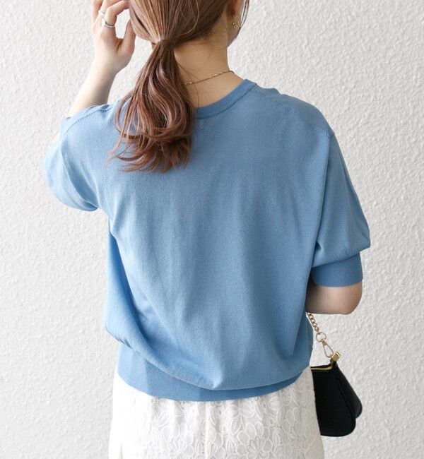 SHIPS any「SHIPS any:〈接触冷感/手洗い可能〉ビジュー ヘンリーネック ニット プルオーバー」|ニット・セーター|